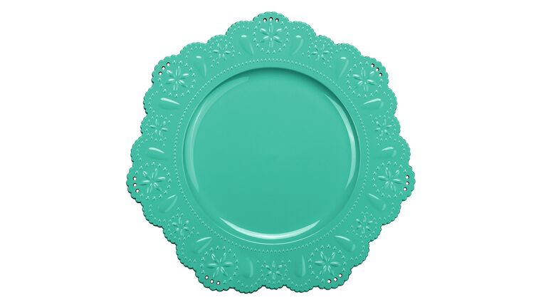 Charger Plate | Acrylic | Flower Edge | Turquoise | Rental