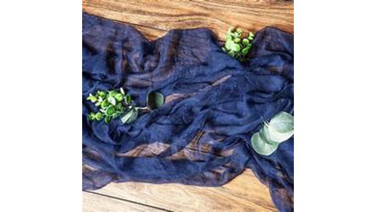 Cheesecloth Table Runner – Navy Blue | Rental Cheesecloth Table Runner – Navy Blue | Rental