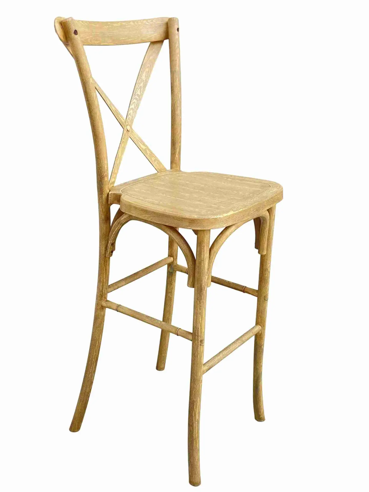 Natural Resin Steel Skeleton™ Cross Back Barstool (Per Unit Price Shown – Sold only in Quantities of 2) Some Assembly Required | Rental Natural Resin Steel Skeleton™ Cross Back Barstool (Per Unit Price Shown – Sold only in Quantities of 2) Some Assembly Required | Rental