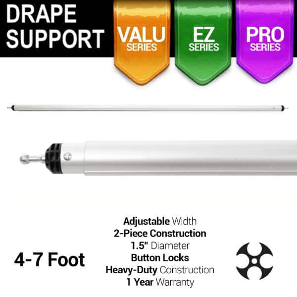4-7ft Telescoping Drape Support w/ Button Stops at 5ft, 6ft w/ Versatop™ | Rental