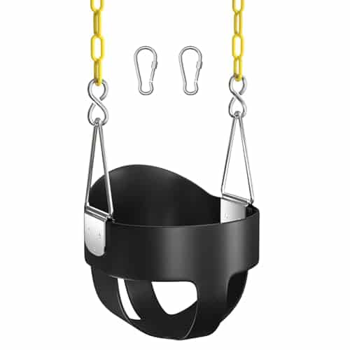 AGPTEK High Back Full Bucket Toddler Swing Seat with Yellow Coated Swing Chains and Carabiners Baby Swing Outdoor for Easy Install (Black) | Rental