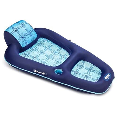 Aqua Luxury Water Lounge – Extra Large – Inflatable Pool Float with Headrest, Backrest & Footrest – Navy/Light Blue | Rental