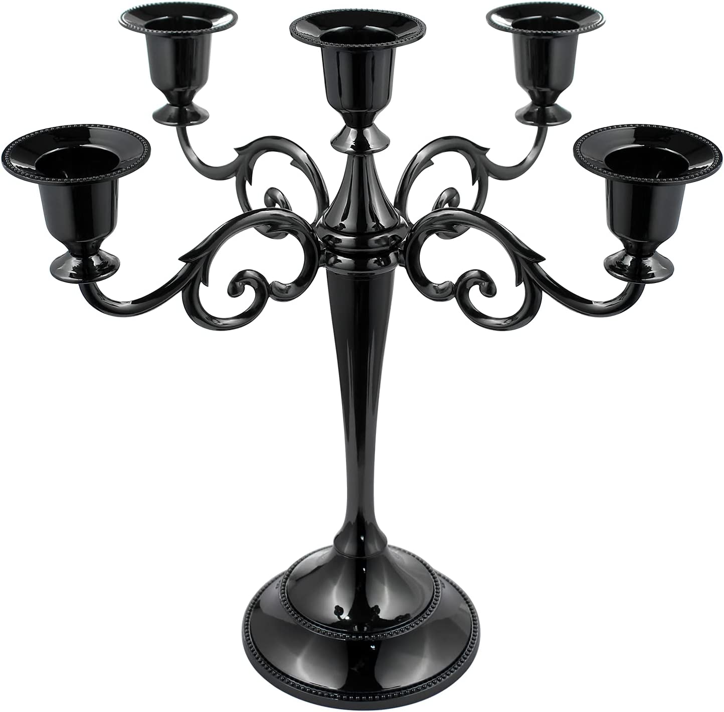 5-Candle Metal Candelabra 10.2 Inch Tall Candlestick Candle Holders for Home Decor Wedding Christmas Church Halloween Party, Black | Rental