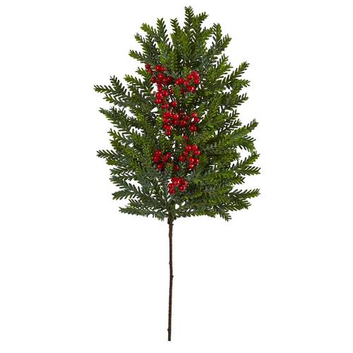 34” Pine and Berries Artificial Hanging Plant | Rental