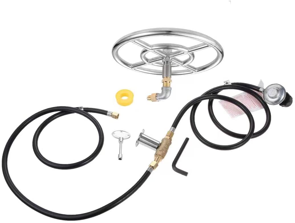 LP Propane Gas Fire Pit Stainless Steel Propane Fire Ring Burner Valve Installation Kit, Replacement for Fire Pit with 1/2″ Key Control Valve for Propane Gas Fire Pit 90000 BTU | Rental LP Propane Gas Fire Pit Stainless Steel Propane Fire Ring Burner Valve Installation Kit, Replacement for Fire Pit with 1/2″ Key Control Valve for Propane Gas Fire Pit 90000 BTU | Rental
