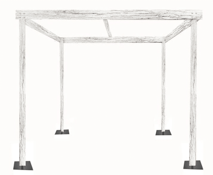Cabana – 15′ x 15′ x 8’h White Rustic Wood Cabana | Rental Cabana – 15′ x 15′ x 8’h White Rustic Wood Cabana | Rental