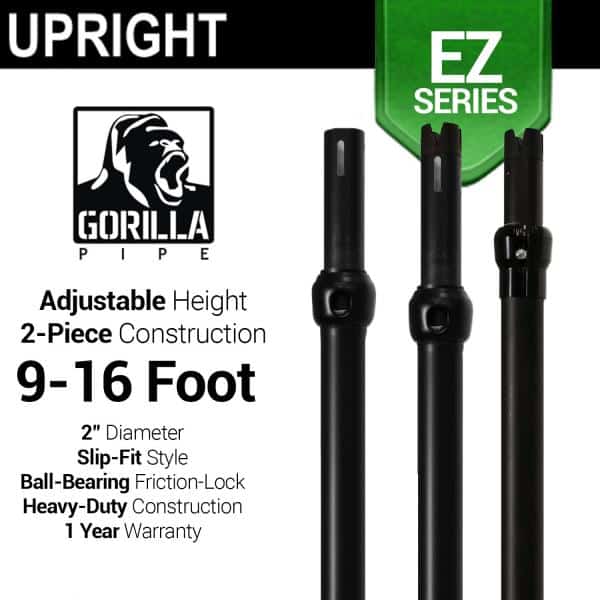 Black Anodized EZ Series - 2-Piece Adjustable Upright w/Slip-Lock (9ft-16ft) | Rental