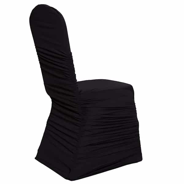 210 GSM Better Quality/Best Value Ruched Chair Cover By Eastern Mills - Spandex/Lycra - Black | Rental