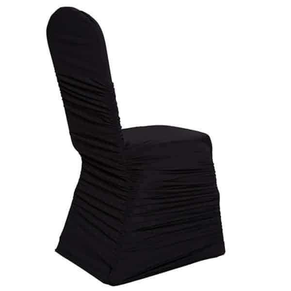 200 GSM Grade A Quality Ruched Chair Cover By Eastern Mills - Spandex/Lycra - Black | Rental