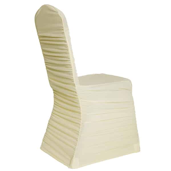 200 GSM Grade A Quality Ruched Chair Cover By Eastern Mills - Spandex/Lycra - Ivory | Rental