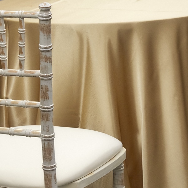 CHAMPAGNE - Deco Satin Tablecloth by Eastern Mills - Size Options | Rental