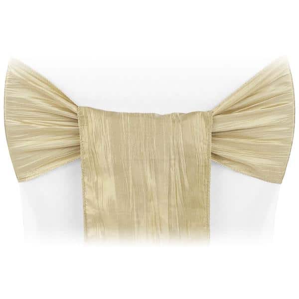 Accordion Crushed Taffeta Chair Sash - Champagne | Rental