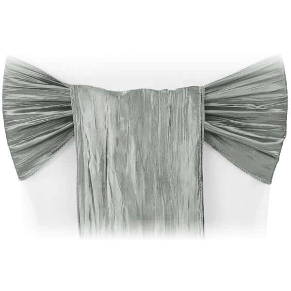 Accordion Crushed Taffeta Chair Sash - Gray/Silver | Rental