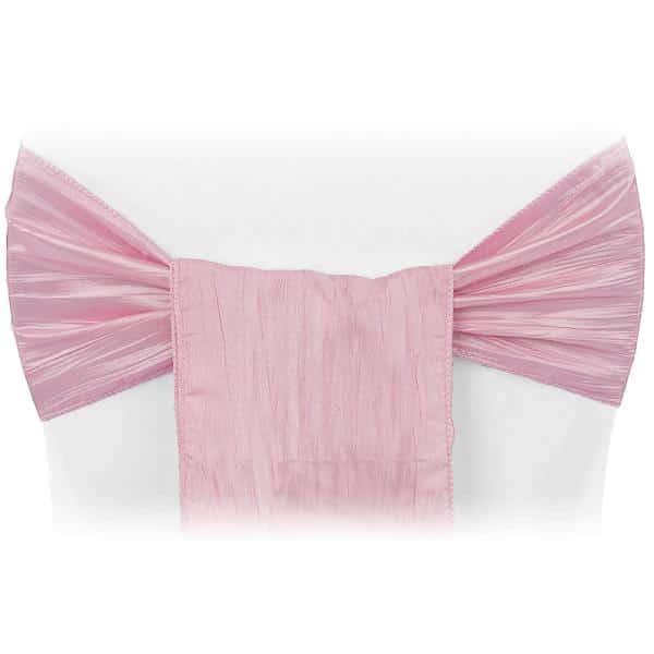 Accordion Crushed Taffeta Chair Sash - Pink | Rental