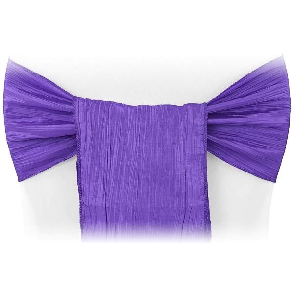 Accordion Crushed Taffeta Chair Sash - Purple | Rental