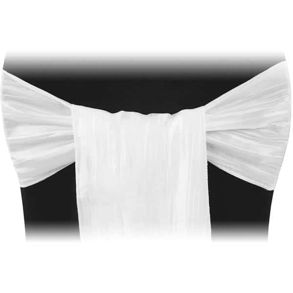 Accordion Crushed Taffeta Chair Sash - White | Rental