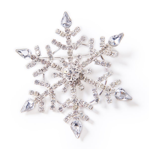 DecoStar™ Diamond Winter Holiday Snowflake Decorative Brooch in Silver | Rental