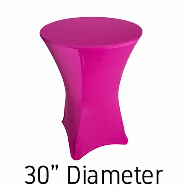 200 GSM Grade A Quality Spandex Hi-Boy Table Cover - Fuchsia - Cocktail Table - 30" Diameter | Rental