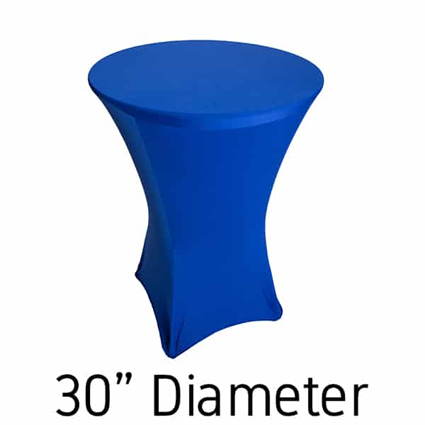 200 GSM Grade A Quality Spandex Hi-Boy Table Cover - Royal Blue - Cocktail Table - 30" Diameter | Rental
