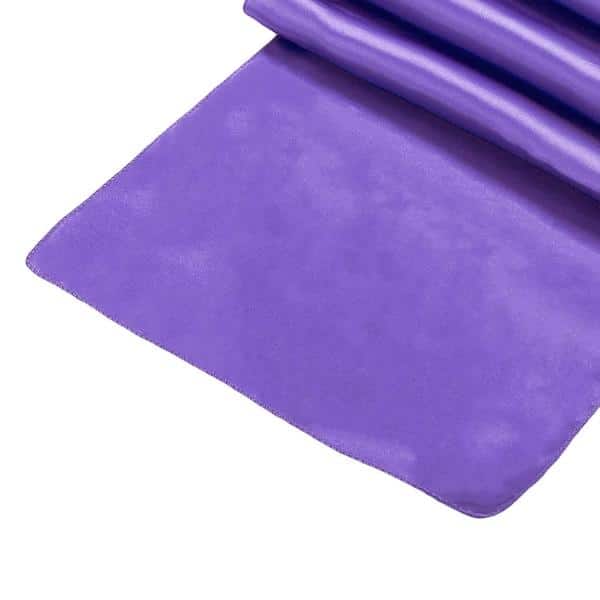 Sleek Satin Runner 14" x 108" - Purple | Rental