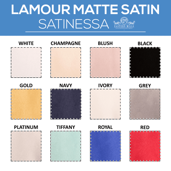 14FT – *FR* Lamour Matte Satin “Satinessa” w/ 4″ Rod Pocket – 118″ Wide – Many Color Options | Rental 14FT – *FR* Lamour Matte Satin “Satinessa” w/ 4″ Rod Pocket – 118″ Wide – Many Color Options | Rental