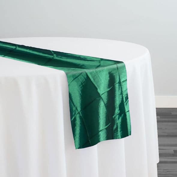 4" Pintuck Taffeta Table Runner in Hunter Green | Rental