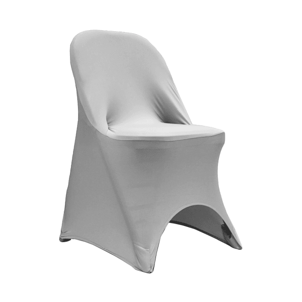 200 GSM Grade A Quality Folding Chair Cover By Eastern Mills - Spandex/Lycra - Silver | Rental