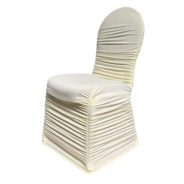210 GSM Better Quality/Best Value Ruched Chair Cover By Eastern Mills - Spandex/Lycra - Ivory | Rental