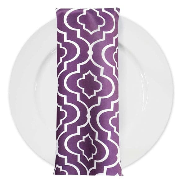 Gatsby Print (Lamour) Table Napkin in Plum | Rental Gatsby Print (Lamour) Table Napkin in Plum | Rental