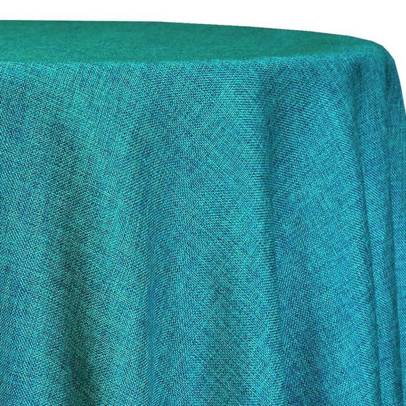 Imitation Burlap Table Linen in Teal | Rental