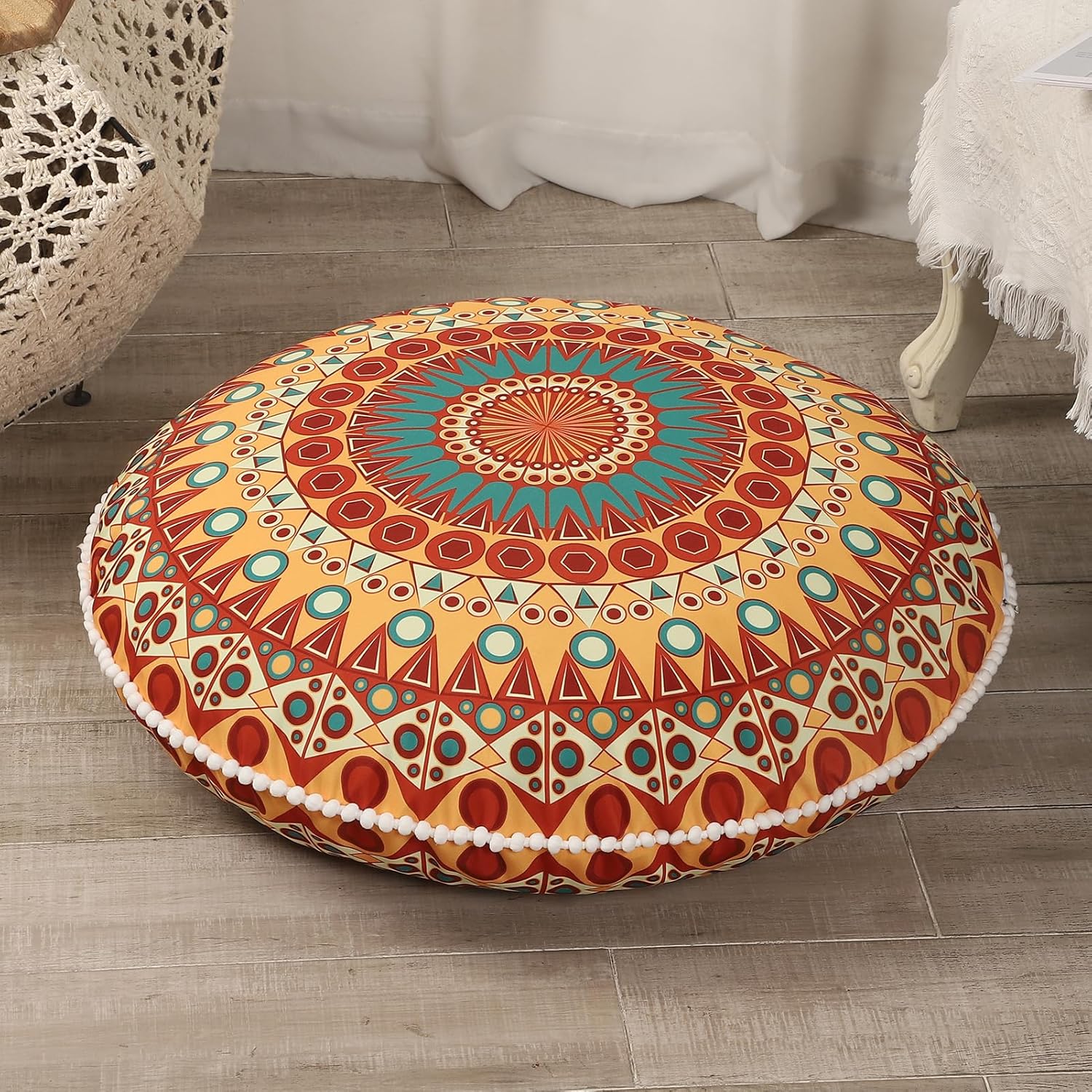 32 inches Meditation Floor Cushion for Adults, Round Large Thick Floor Pillow, Memory Foam Filling, Orange | Rental 32 inches Meditation Floor Cushion for Adults, Round Large Thick Floor Pillow, Memory Foam Filling, Orange | Rental
