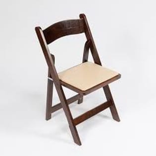FirmFold™ Wood Folding Chair w/ Vinyl Beige Padded Seat – Fruitwood | Rental FirmFold™ Wood Folding Chair w/ Vinyl Beige Padded Seat – Fruitwood | Rental