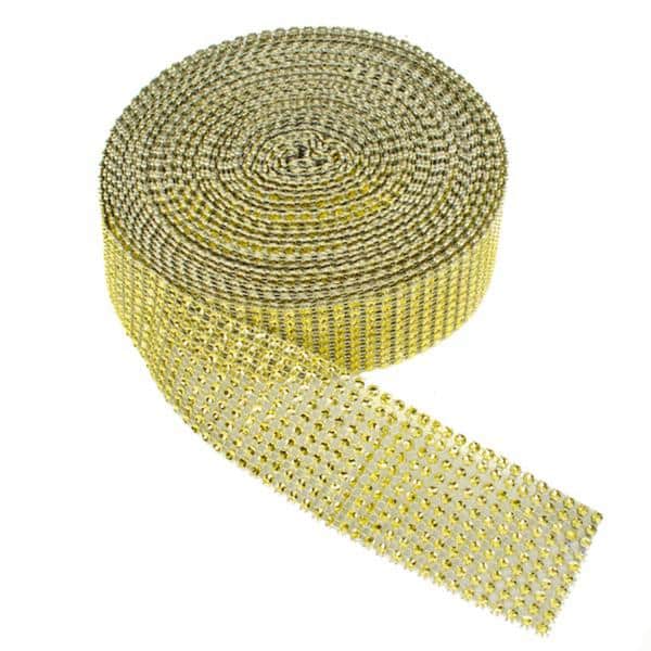 DecoStar™ Gold Rhinestone Ribbon – 2″ Wide x 30ft Long | Rental