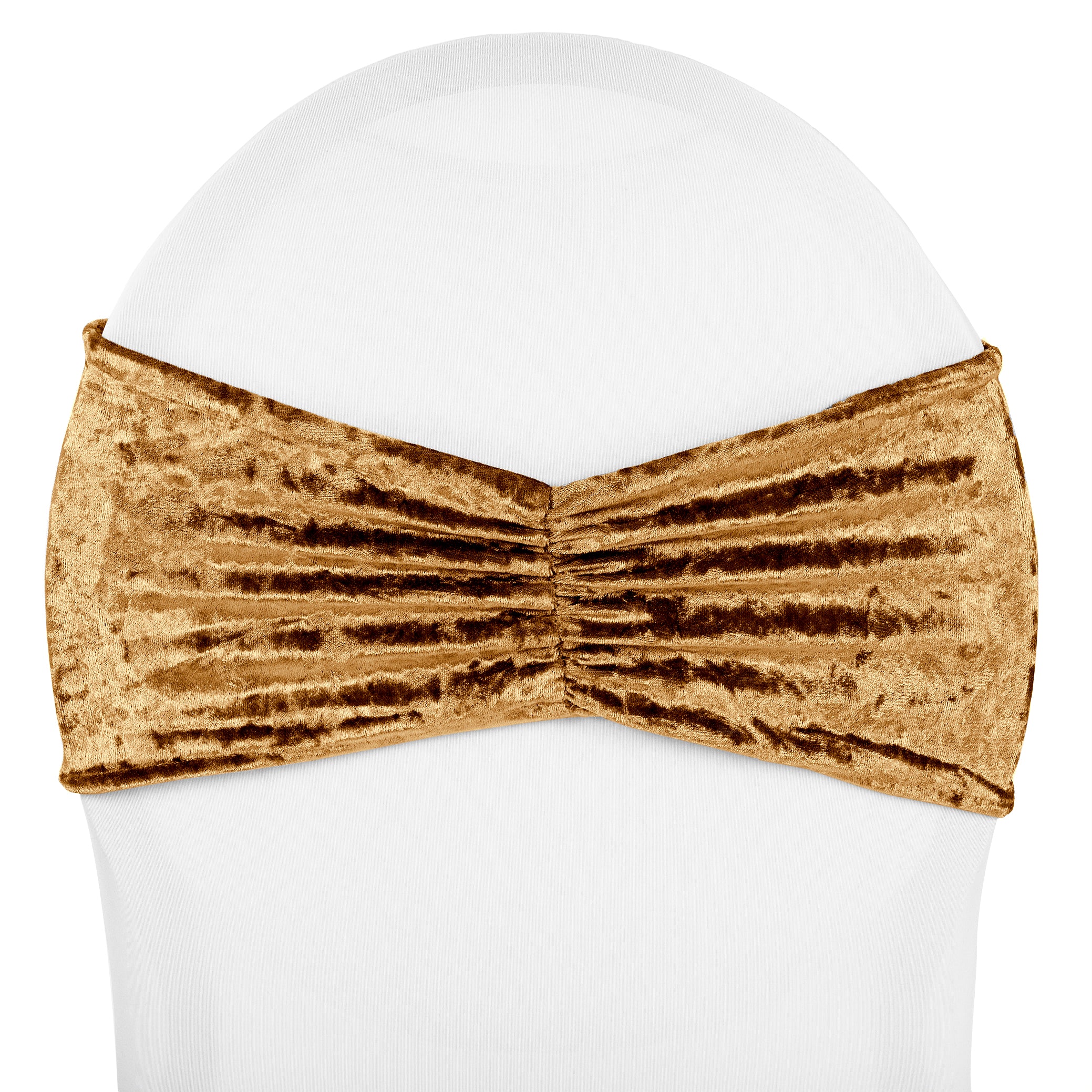 Velvet Ruffle Stretch Chair Band - Mustard Gold | Rental