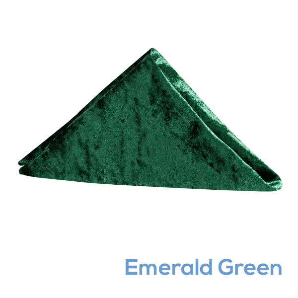 Premade Velvet Napkin - 20" x 20" - Emerald Green - Pack of 10 | Rental