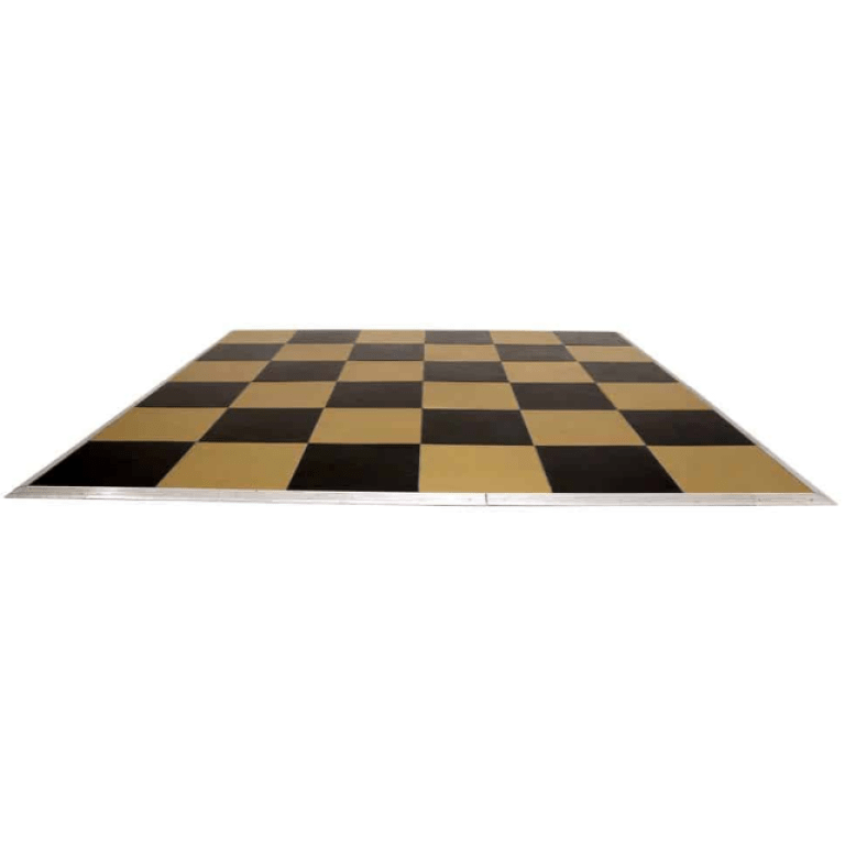 Custom Sze | Slate Black & Gold Check Dance Floor | Rental