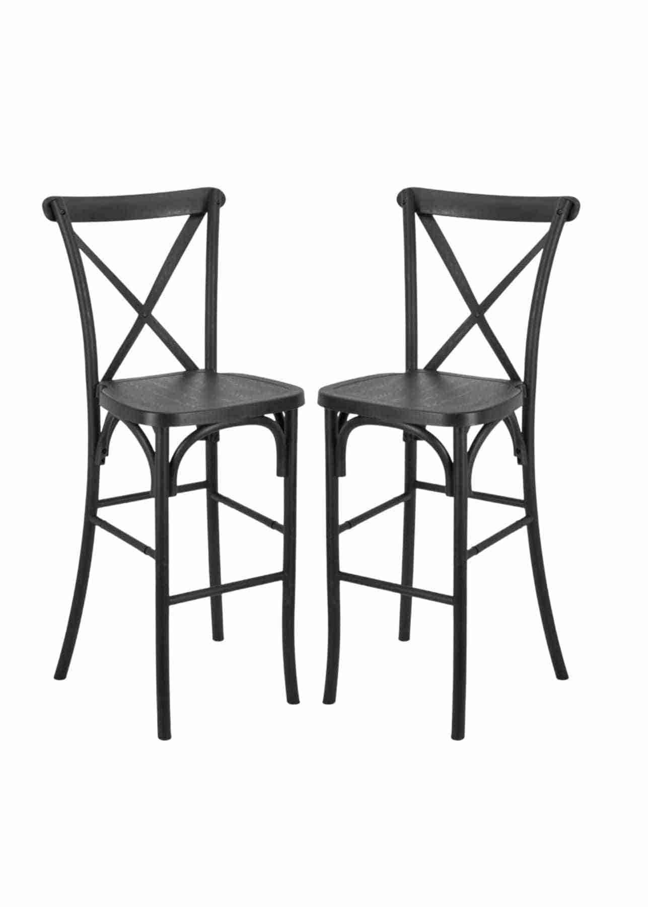 black resin steel skeleton cross back barstool 2 pack some assembly 1