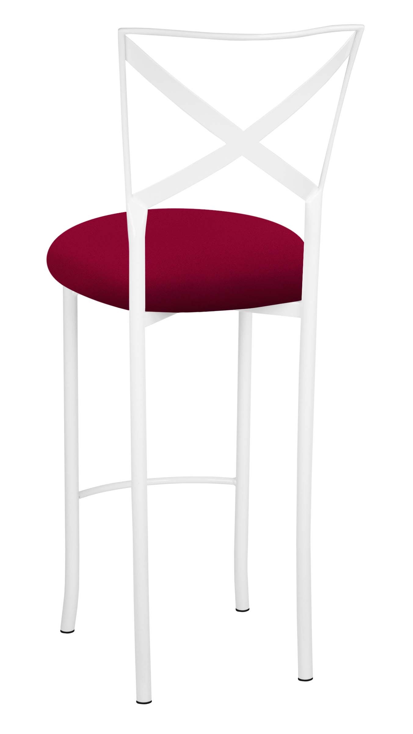 Simply X White Barstool with Cranberry Stretch Knit Cushion Chameleon Chair Collection