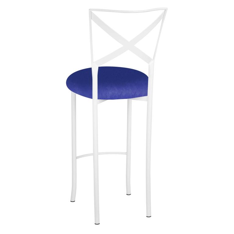 Simply X White Barstool with Royal Blue Stretch Knit Cushion – Chameleon Chair Collection | Rental Simply X White Barstool with Royal Blue Stretch Knit Cushion – Chameleon Chair Collection | Rental